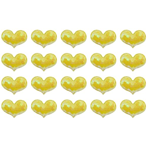 Aufnäher mit Pailletten, Herz, 4,5 x 3,5 cm, Glitzer-Pailletten, bestickt, für Bastelarbeiten, Kleidung, Hüte, Taschen, Dekoration, Gelb, 20 Stück Aufnäher mit Pailletten, Herz, 4,5 x 3,5 cm, Glitzer-Pailletten, bestickt, für Bastelarbeiten, Kleidung, Hüte, Taschen, Dekoration, Gelb, 20 Stück von Leliafleury