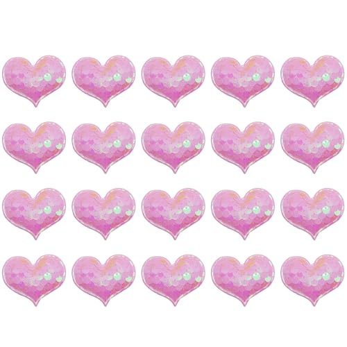 Aufnäher mit Pailletten, Herz, 4,5 x 3,5 cm, Glitzer-Pailletten, bestickt, für Bastelarbeiten, Kleidung, Hüte, Taschen, Dekoration, Rosa, 20 Stück Aufnäher mit Pailletten, Herz, 4,5 x 3,5 cm, Glitzer-Pailletten, bestickt, für Bastelarbeiten, Kleidung, Hüte, Taschen, Dekoration, Rosa, 20 Stück von Leliafleury
