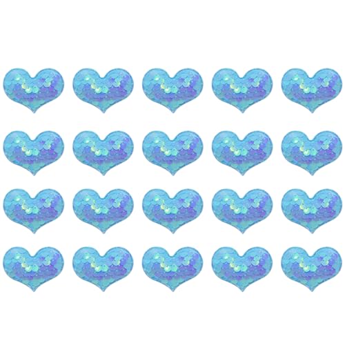 Aufnäher mit Pailletten, Herz, zum Aufnähen, 4,5 x 3,5 cm, Glitzer-Pailletten, bestickt, für Bastelarbeiten, Kleidung, Hüte, Taschen, Dekoration, Blau, 20 Stück Aufnäher mit Pailletten, Herz, zum Aufnähen, 4,5 x 3,5 cm, Glitzer-Pailletten, bestickt, für Bastelarbeiten, Kleidung, Hüte, Taschen, Dekoration, Blau, 20 Stück von Leliafleury