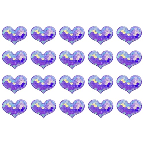 Aufnäher mit Pailletten, Herz, zum Aufnähen, 4,5 x 3,5 cm, Glitzer-Pailletten, bestickt, für Bastelarbeiten, Kleidung, Hüte, Taschen, Dekoration, Lila, 20 Stück Aufnäher mit Pailletten, Herz, zum Aufnähen, 4,5 x 3,5 cm, Glitzer-Pailletten, bestickt, für Bastelarbeiten, Kleidung, Hüte, Taschen, Dekoration, Lila, 20 Stück von Leliafleury