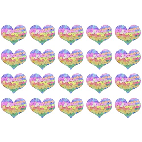 Aufnäher mit Pailletten, Herz, zum Aufnähen, 4,5 x 3,5 cm, Glitzer-Pailletten, bestickt, für Bastelarbeiten, Kleidung, Hüte, Taschen, Dekoration, Regenbogenfarben, 20 Stück Aufnäher mit Pailletten, Herz, zum Aufnähen, 4,5 x 3,5 cm, Glitzer-Pailletten, bestickt, für Bastelarbeiten, Kleidung, Hüte, Taschen, Dekoration, Regenbogenfarben, 20 Stück von Leliafleury
