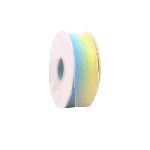 Chiffonband mit Farbverlauf, 2,5 cm x 45,7 m, durchscheinendes Chiffonband für Bastelarbeiten, Geschenkverpackungen, Gelb und Blau von Leliafleury