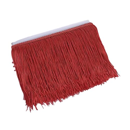Fransenbordüre, 10 cm x 10 m, dunkelrot, Fransenborte zum Nähen, Polyester-Quastenband für Bastelarbeiten, Nähen von Leliafleury