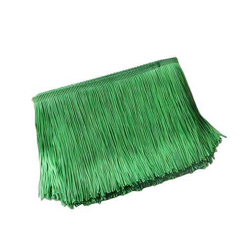 Fransenbordüre, 10 cm x 10 m, grasgrün, Fransenborte zum Nähen, Polyester-Quastenband für Bastelarbeiten, Nähen von Leliafleury