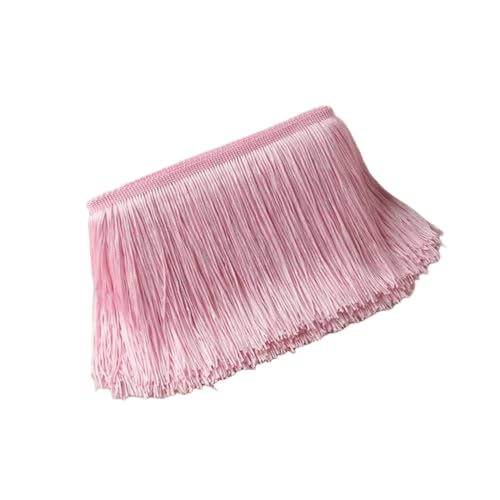 Fransenbordüre, 10 cm x 10 m, hellrosa, zum Nähen, Fransenborte, Polyester-Quastenband für Bastelarbeiten, Nähen von Leliafleury