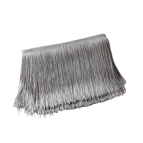 Fransenbordüre, 10 x 10 m, hellgrau, Fransenborte zum Nähen, Polyester-Quastenband für Bastelarbeiten, Nähen von Leliafleury