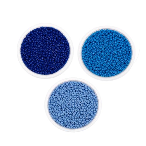 Kleine runde Glasperlen, 3 mm, gemischte Farben, Glasperlen zum Basteln, Perlenstickerei, Schlüsselanhängerherstellung, ca. 1800 Stück, blau, 3 Packungen Kleine runde Glasperlen, 3 mm, gemischte Farben, Glasperlen zum Basteln, Perlenstickerei, Schlüsselanhängerherstellung, ca. 1800 Stück, blau, 3 Packungen von Leliafleury