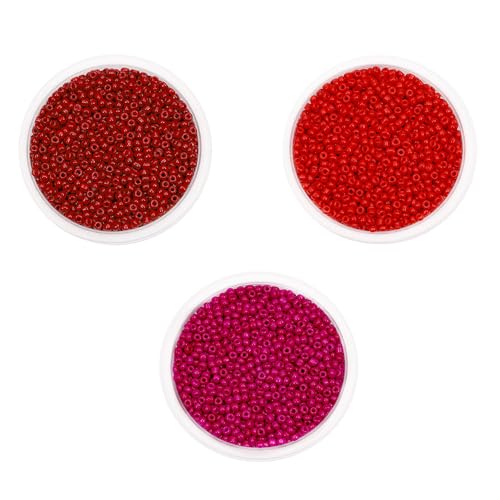 Kleine runde Glasperlen, 3 mm, gemischte Farben, Glasperlen zum Basteln, Perlenstickerei, Schlüsselanhängerherstellung, ca. 1800 Stück, rot, 3 Packungen Kleine runde Glasperlen, 3 mm, gemischte Farben, Glasperlen zum Basteln, Perlenstickerei, Schlüsselanhängerherstellung, ca. 1800 Stück, rot, 3 Packungen von Leliafleury