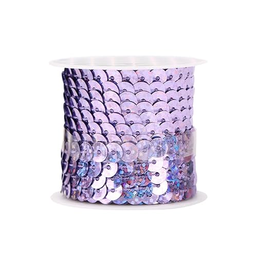 Leliafleury 4,5 m hellviolettes Paillettenband, 6 mm, Laser-Paillettenschnur, flach, rund, Paillettenband für DIY, Handwerk, Nähen von Leliafleury