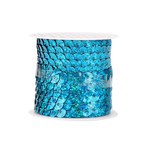 Leliafleury 4,5 m langes blaues Paillettenband mit 6 mm Laser-Pailletten, flach, rund, für Bastelarbeiten, Nähen von Leliafleury
