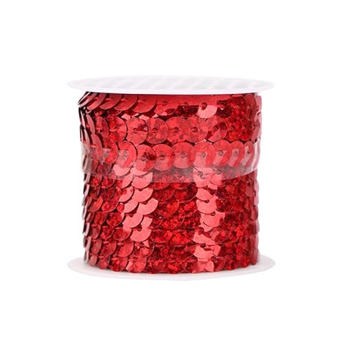 Leliafleury 4,5 m rotes Paillettenband, 6 mm, Laser-Paillettenschnur, flach, rund, Paillettenband für DIY, Handwerk, Nähen von Leliafleury