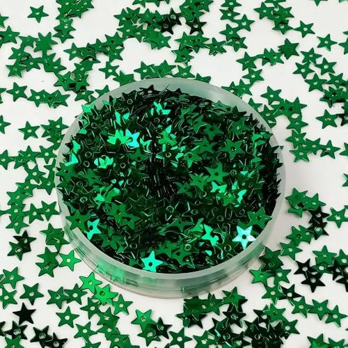 Leliafleury 5 mm grüne Stern-Pailletten, Konfetti-Stern, Tischkonfetti, Kunststoff, lose Pailletten zum Nähen, für Hochzeiten, Partys, Dekorationen, 20 g von Leliafleury