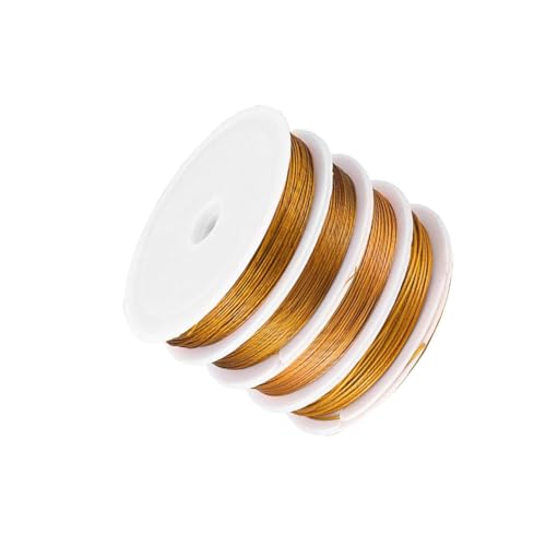 Leliafleury Goldfarbener Edelstahldraht, Schmuckherstellung, 0,3 mm x 22 m, 4 Rollen von Leliafleury