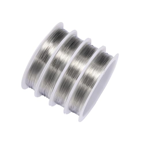 Leliafleury Silberfarbener Edelstahldraht, Schmuckherstellung, 0,3 mm x 22 m, 4 Rollen von Leliafleury