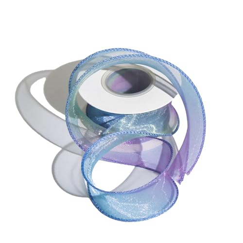 Organza-Chiffonband mit Farbverlauf, 4 cm x 9,1 m, schillerndes Organzaband für Bastelarbeiten, Geschenkverpackungen, Grün/Blau/Lila Organza-Chiffonband mit Farbverlauf, 4 cm x 9,1 m, schillerndes Organzaband für Bastelarbeiten, Geschenkverpackungen, Grün/Blau/Lila von Leliafleury