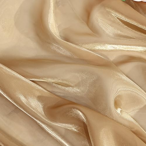 Organza-Stoff, 1,5 m x 1 m, Khaki, glänzender Organza-Spitzenstoff, Polyester-Gaze-Material, Tuch für Bastelarbeiten, Nähen, Dekorationen von Leliafleury