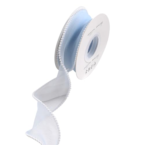 Organzaband mit Perlenrand, durchsichtig, 4 cm x 4,5 m, Organza-Chiffonband für Bastelarbeiten, Geschenkverpackungen, Himmelblau, 1 Rolle Organzaband mit Perlenrand, durchsichtig, 4 cm x 4,5 m, Organza-Chiffonband für Bastelarbeiten, Geschenkverpackungen, Himmelblau, 1 Rolle von Leliafleury