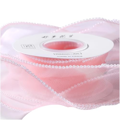 Organzaband mit Perlenrand, durchsichtig, 4 cm x 4,5 m, Organza-Chiffonband für Bastelarbeiten, Geschenkverpackungen, Rosa, 1 Rolle Organzaband mit Perlenrand, durchsichtig, 4 cm x 4,5 m, Organza-Chiffonband für Bastelarbeiten, Geschenkverpackungen, Rosa, 1 Rolle von Leliafleury