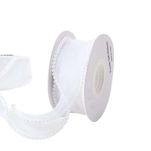 Organzaband mit Perlenrand, durchsichtig, 4 cm x 4,5 m, Organza-Chiffonband für Bastelarbeiten, Geschenkverpackungen, Weiß, 1 Rolle Organzaband mit Perlenrand, durchsichtig, 4 cm x 4,5 m, Organza-Chiffonband für Bastelarbeiten, Geschenkverpackungen, Weiß, 1 Rolle von Leliafleury
