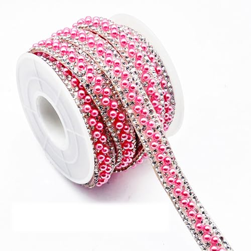 Rosa Perlenkristall-Strassband, 1 Rolle, selbstklebendes Glas-Strass-Streifen, funkelnde Perlendiamant-Dekoband für Bastelarbeiten, Heimdekoration, 1 cm x 2,7 m von Leliafleury