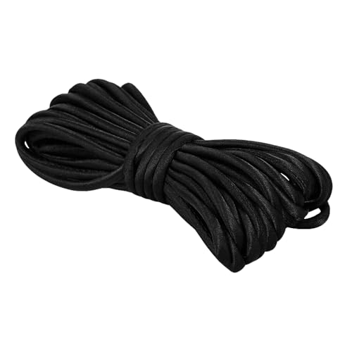 Satinkordel aus Polyester, 5 mm x 5 m, zum Nähen, für Kleidung, Knopfstricken, Schwarz von Leliafleury