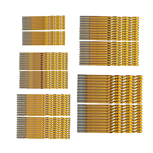 100 STÜCKE Titan-Mikro-Spiralbohrer 1 mm, 1,5 mm, 2 mm, 2,5 mm, 3 mm, jeweils 20 Stück Mikro-Bohrer für Holz, Kunststoff, Aluminium (100pcs) von Lelukee