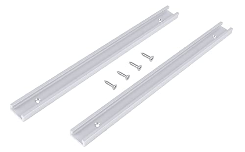 2 Pack T Track,300mm Aluminum Alloy Universal T-Slot Track with Predrilled Mounting Holes,with Self-Taping Screws,Suitable for Building JIgs and Fixtures von Lelukee