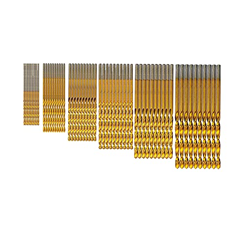 60 Stück Titan-Micro-Spiralbohrer, 1 mm, 1,5 mm, 2 mm, 2,5 mm, 3 mm, 3,5 mm, 10 Stück für jeden, Mikro-Bohrer für Holz, Metall, Stahl, Kunststoff, Aluminium von Lelukee