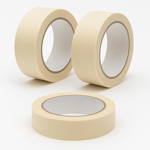 Lemag srl 3 x Klebeband aus Papier, elfenbeinfarben, 19 mm x 50 m, 3 Rollen – professionelles Abdeckband für Maler, Lackierung, Oberflächenschutz, DIY von Lemag srl