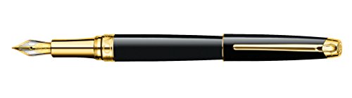 Caran d'Ache LÉMAN EBONY Füllfederhalter in der Farbe: Schwarz, goldplattiert, Schreibfeder aus Gold 18 Karat, Federgröße: B, Länge: 14,1 cm, 4799.292 von Caran d'Ache