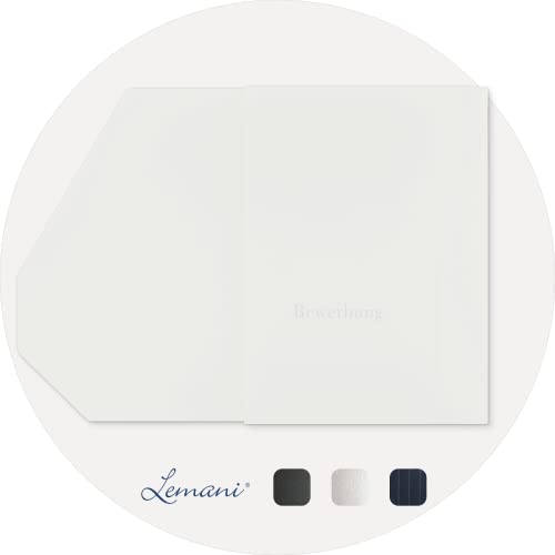 4 Stück 4-teilige Bewerbungsmappen Lemani® PREMIUM in 'pearl white' mit 2 Klemmschienen - Premium-Qualität mit unverwechselbarer Haptik und hochwertiger Prägung 'Bewerbung' von Lemani