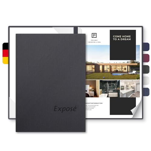 Exposémappe A4 Premium-Karton - Lemani® CARISMA - mit Prägung Exposé - für Ihre hochwertige Objekt-Präsentation aus 375g/m² Pappe - Exposé-Mappe für Immobilien-Makler (Graphitgrau, 8 Stück) von Lemani