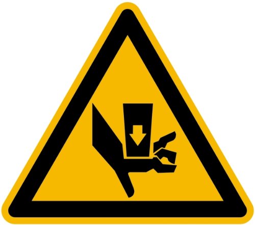Aufkleber Warnung vor Quetschgefahr durch Einpreßwerkzeug SL 100mm von LEMAX