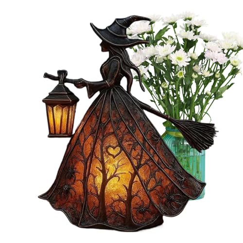 Lembeauty Halloween Hexe Deko | Kunstharz Handarbeit Schilder Für Tischdekoration - rutschfeste Hexen Für, Rasen, Wohnzimmer, Tischdekoration, Fensterbank, Innenbereich von Lembeauty