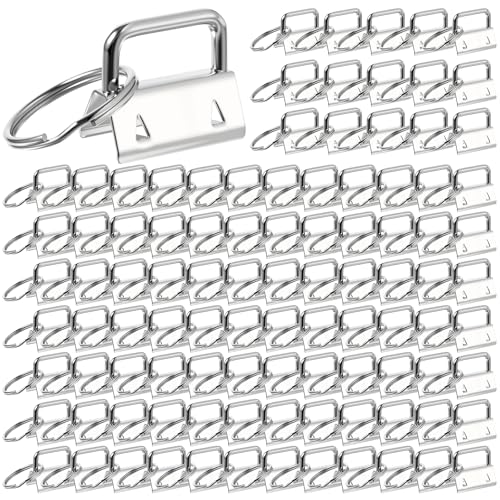 150 Stück 2,5 cm Schlüsselanhänger Hardware mit Schlüsselringen, Kettenanhänger, Handgelenk, Bulk Lanyard für Kettenherstellung, Taschen, Handwerk, Silber von Lemecima