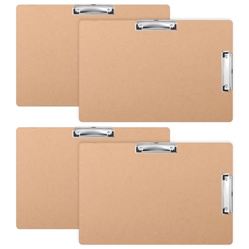 4 Stück 28,9 x 43,2 cm Klemmbrett aus Holz mit flachem Profil-Clip Braun Doppel-Landschaftsclip Hartfaserplatte Zeichenbrett Querformat Horizontales großes Klemmbrett für Schreibtisch, Papier 4 Stück 28,9 x 43,2 cm Klemmbrett aus Holz mit flachem Profil-Clip Braun Doppel-Landschaftsclip Hartfaserplatte Zeichenbrett Querformat Horizontales großes Klemmbrett für Schreibtisch, Papier von Lemecima