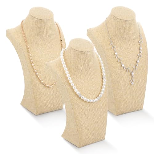 Lemecima Schmuckständer aus Leinen, für Büsten, Halsketten, Schaufensterpuppen, Halter für Schmuck, Verkaufsmessen, 3 Stück Lemecima Schmuckständer aus Leinen, für Büsten, Halsketten, Schaufensterpuppen, Halter für Schmuck, Verkaufsmessen, 3 Stück von Lemecima