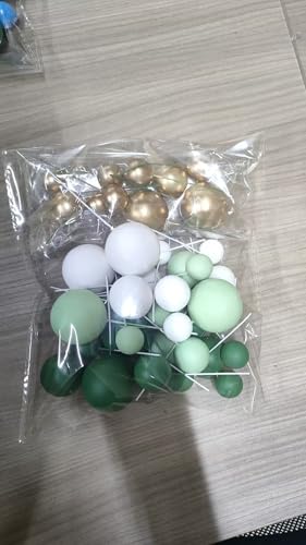 40 Stück Schaumstoff-Kugeln, 4 Farben und Größen, Mini-Ballon-Cupcake-Kucheneinsatz, Blasenkugeln, DIY für Babyparty, Kindergeburtstag, Party, Hochzeitsbedarf (Gold, Weiß, Hellgrün, Dunkelgrün) 40 Stück Schaumstoff-Kugeln, 4 Farben und Größen, Mini-Ballon-Cupcake-Kucheneinsatz, Blasenkugeln, DIY für Babyparty, Kindergeburtstag, Party, Hochzeitsbedarf (Gold, Weiß, Hellgrün, Dunkelgrün) von Lemicin