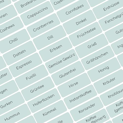 Etiketten Vorratsdosen Set 170 Stück A-Z Marmelade Gewürze Vorrat Sticker Deutsch Made in Germany (Minz-Grün) von Lemina