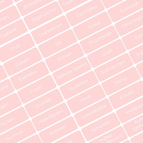 Küchenetiketten Marmelade Gewürzetiketten selbstklebend A-Z alle Begriffe 170x selbstklebende Sticker Deutsch Made in Germany (Zuckerwatte-Pink) von Lemina