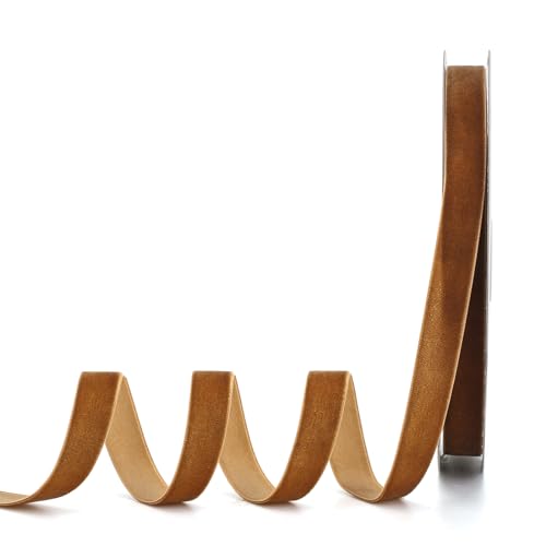 Lemon Park Braunes Samtband, 1,6 cm B x 20 m, einseitig, ideal für Geschenkverpackungen, Haarschleifen, Handarbeit und Weihnachten, Hochzeitsdekoration (1,6 cm braun) von Lemon Park