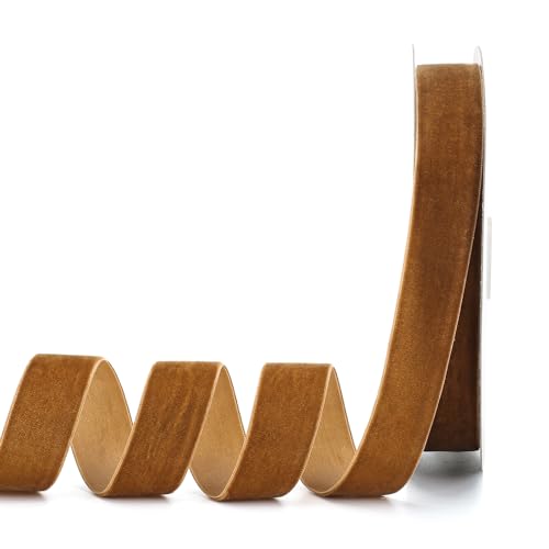 Lemon Park Braunes Samtband, 2,5 cm B x 20 m, einseitig, ideal für Geschenkverpackungen, Haarschleifen, Handarbeit und Weihnachten, Hochzeitsdekoration (2,5 cm, braun) von Lemon Park