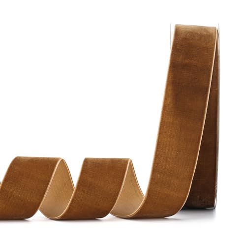 Lemon Park Braunes Samtband, 3,8 cm B x 20 m, einseitig, ideal für Geschenkverpackungen, Haarschleifen, Handarbeit und Weihnachten, Hochzeitsdekoration (3,8 cm braun) von Lemon Park
