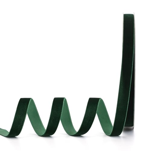 Lemon Park Dunkelgrünes Samtband, 1,6 cm B x 20 m, einseitig, ideal für Geschenkverpackungen, Haarschleifen, Handarbeit und Weihnachten, Hochzeitsdekoration (1,6 cm, Dunkelgrün) von Lemon Park