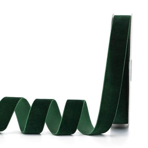 Lemon Park Dunkelgrünes Samtband, 2,5 cm B x 20 m, einseitig, ideal für Geschenkverpackungen, Haarschleifen, Handarbeit und Weihnachten, Hochzeitsdekoration (2,5 cm, Dunkelgrün) von Lemon Park