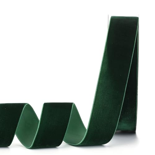 Lemon Park Dunkelgrünes Samtband, 5,1 cm B x 20 m, einseitig, ideal für Geschenkverpackungen, Haarschleifen, Handarbeit und Weihnachten, Hochzeitsdekoration (5,1 cm, Dunkelgrün) von Lemon Park