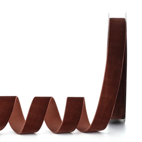 Lemon Park Kaffee-Samtband, 2,5 cm B x 20 m, einseitig, ideal für Geschenkverpackungen, Haarschleifen, Handarbeit und Weihnachten, Hochzeitsdekoration (2,5 cm Kaffee) von Lemon Park