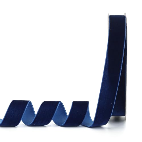 Lemon Park Marineblaues Samtband, 2,5 cm B x 20 m, einseitig, ideal für Geschenkverpackungen, Haarschleifen, Handarbeit und Weihnachten, Hochzeitsdekoration (2,5 cm, Marineblau) von Lemon Park