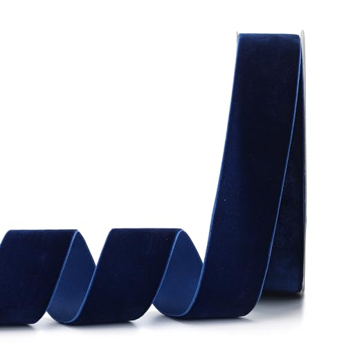 Lemon Park Marineblaues Samtband, 3,8 cm B x 20 m, einseitig, ideal für Geschenkverpackungen, Haarschleifen, Handarbeiten und Weihnachten, Hochzeitsdekoration (3,8 cm, Marineblau) von Lemon Park