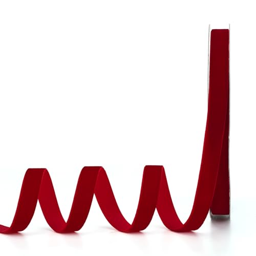 Lemon Park Rotes Samtband, 1,6 cm B x 20 m, einseitig, ideal für Geschenkverpackungen, Haarschleifen, Handarbeit und Weihnachten, Hochzeitsdekoration (1,6 cm rot) von Lemon Park